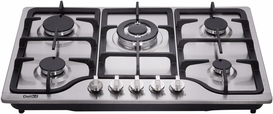 30 Inch Gas Cooktop - Dual Fuel Sealed 5 Burners Drop-In Stainless Steel Hob DK257-A01