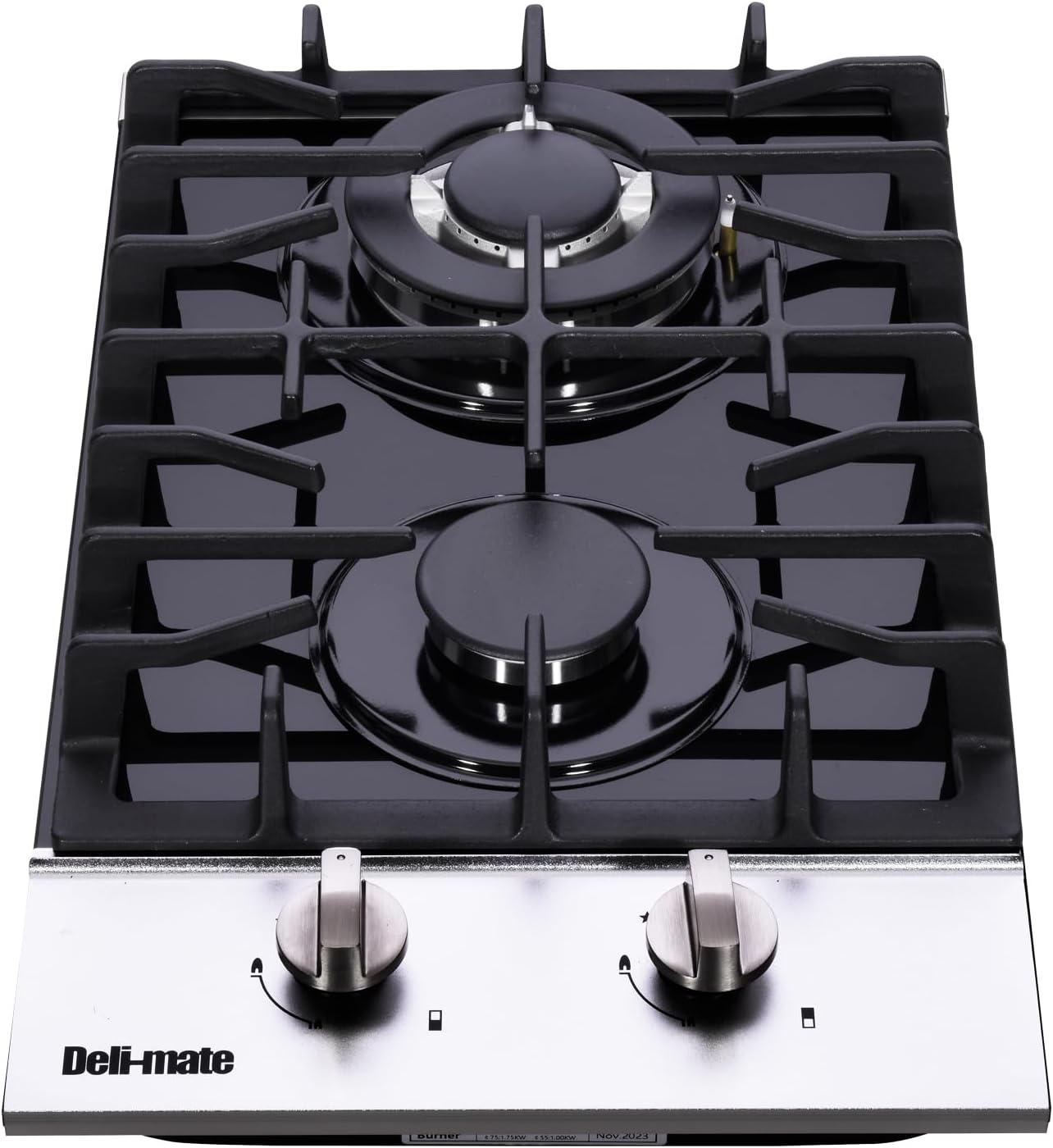12 Inch Gas Cooktop, Built-in 2 Burners Stainless Steel Gas Stovetop LPG/NG Convertible Gas Stove Top Dual Fuel Gas Hob DM2188-01