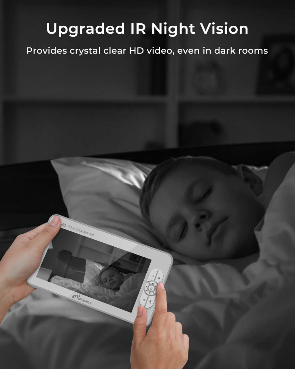 iFamily 7' Large Split Baby Monitor with 2 HD Cameras and Audio, 1080P HD Video Baby Monitor No WiFi,Hack Proof