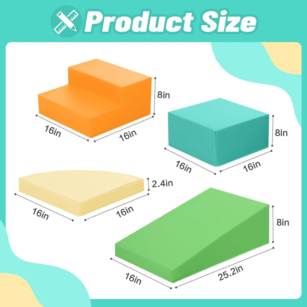 TODIBY 6-Piece Soft PU Leather Toddlers Climbing Toys, Baby Foam Climbing Blocks for Toddlers 3, Indoor Climb and Crawl Activity Play Set, Foam Play Gym Climbing Structures (Orange and Green)