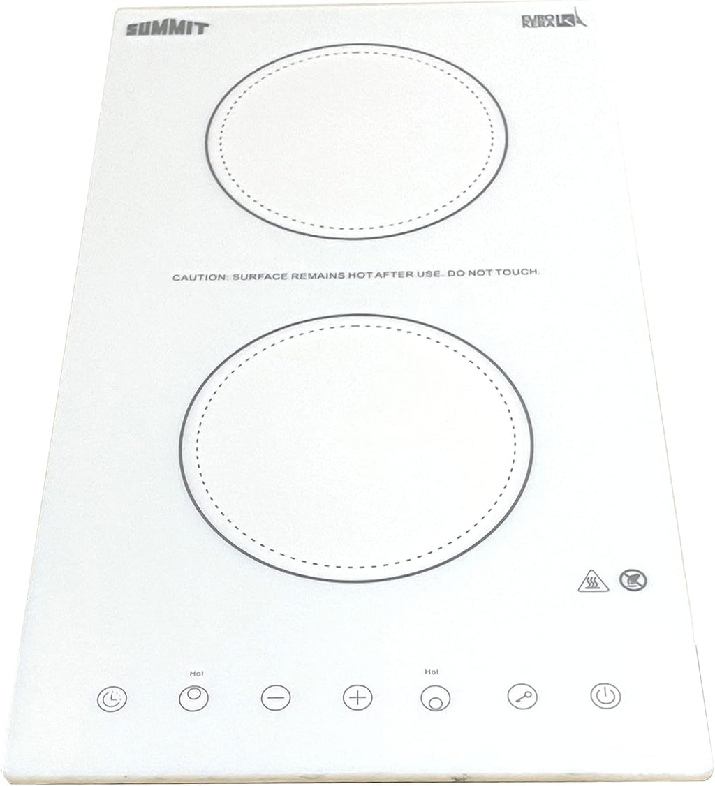 Summit 12' 2 Burner Electric Cooktop 115 Volt Radiant Cooktop, ADA Compliant, White- CR2B15T2W