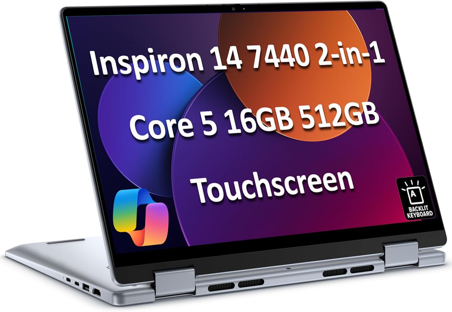 Dell Inspiron 14 7440 2-in-1 Laptop (14' FHD+ Touchscreen, Intel Core 5 120U (> i7-1355U), 16GB DDR5, 512GB SSD), for Designer, Creator, 10-Hr Long Battery Life, Backlit, Win 11 Pro w/ AI Copilot