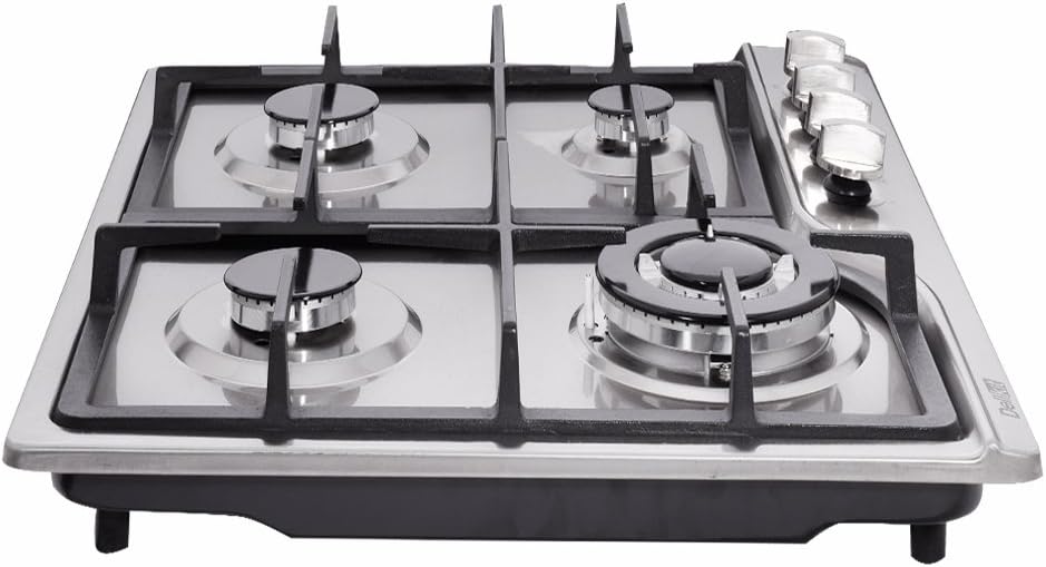 Deli-kit® 24 inch LPG/NG Gas Cooktop Dual Fuel Sealed 4 Burners Stainless Steel Gas Cooktop 4 Burners Drop-In Gas Hob DK245-A02 Gas Cooker