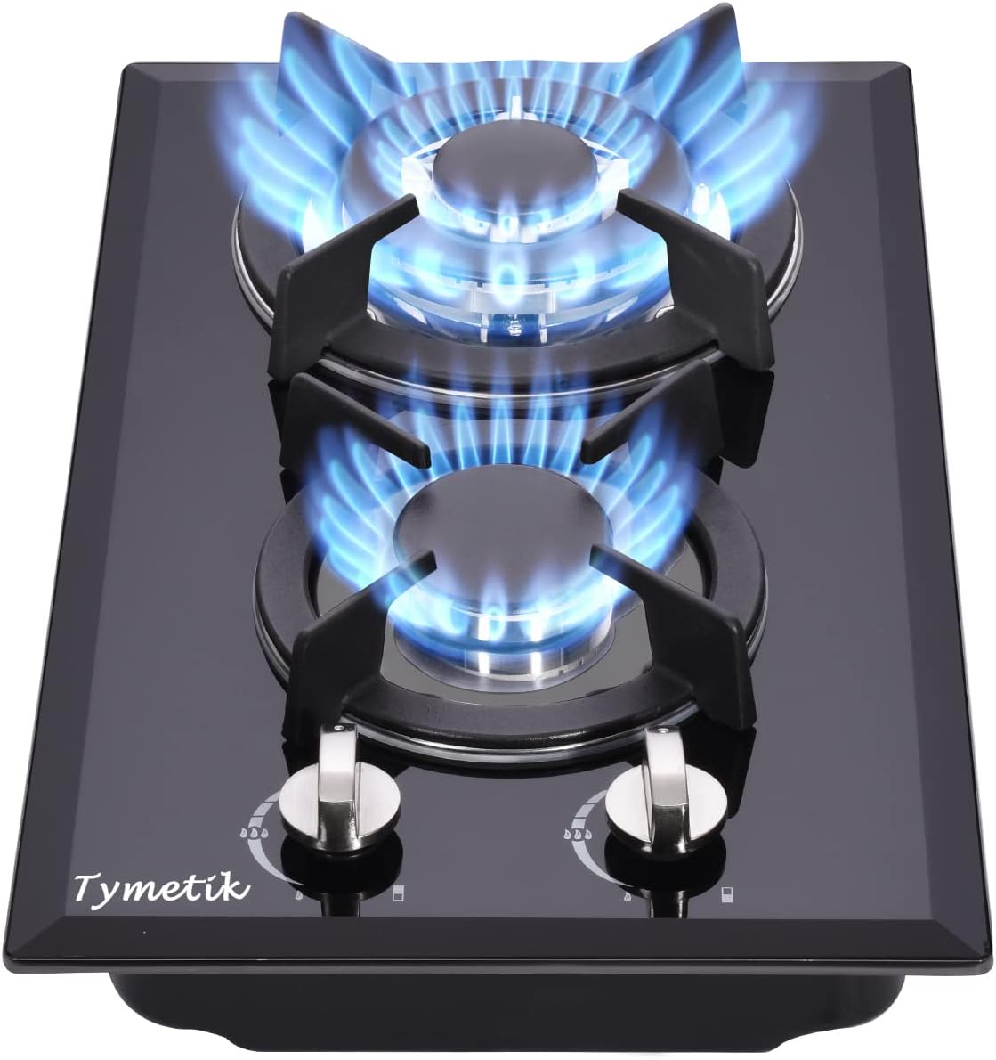 12 Inch Gas Cooktop - 2 Burner Built-in Stovetop with Tempered Glass, LPG/NG Convertible Dual Fuel, Ideal for RVs, Apartments, Outdoor