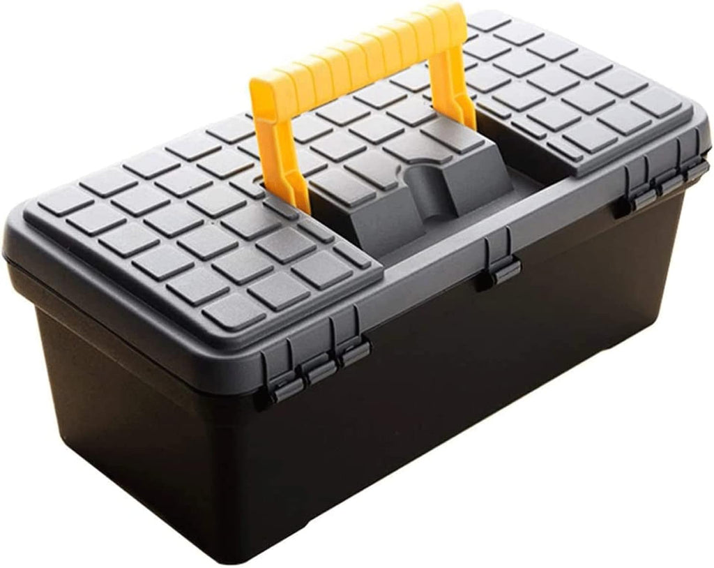 LIOONS Tool Box Double Plastic High Capacity Tool Boxes with Handle Tool Set Removable Tray Non-Slip Handle Storage Case Tool Kit
