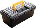 LIOONS Tool Box Double Plastic High Capacity Tool Boxes with Handle Tool Set Removable Tray Non-Slip Handle Storage Case Tool Kit