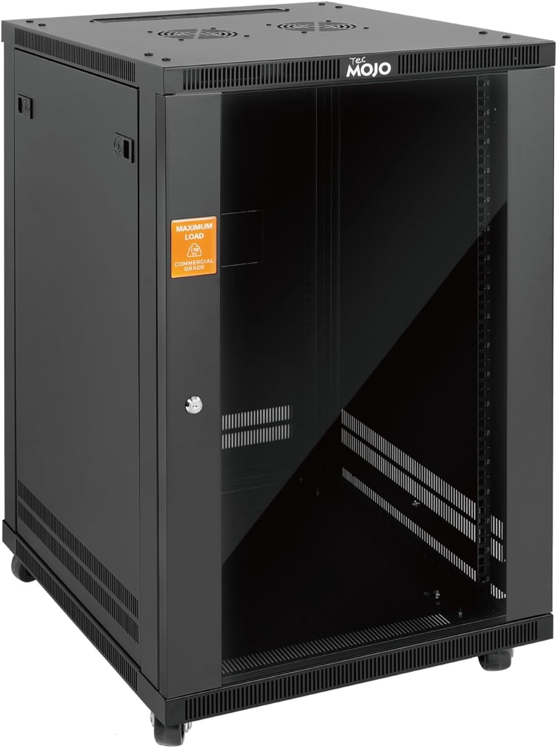 Tecmojo 18U Wall Mount Rack,18U Rack 23.6 Inch Depth,Hold Up to 176 Lbs,Server Rack with Casters,Enclosed Network Cabinet for 19 Inch Network,Server and AV Gear,Glass Door(Elite Collection)
