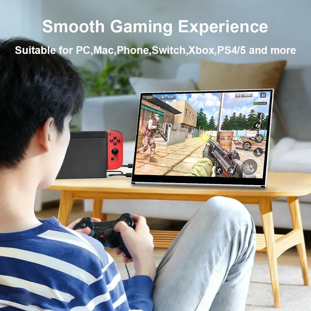 Portable Monitor Touchscreen, 15.6 Inch 1080P External Monitor with MPP Stylus Included, IPS, FHD, 100% sRGB, 400 Nits, Built-in Stand, USB-C/HDMI/Mini DP for Laptop, PC, Mac, Surface, Console