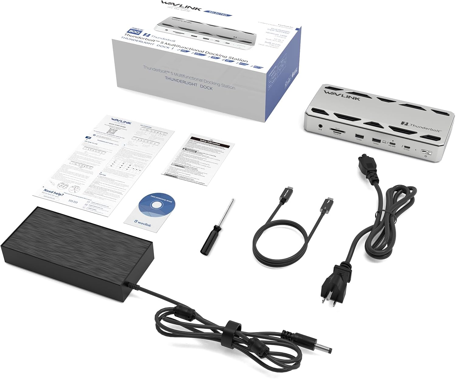 WAVLINK Intel Certified Thunderbolt 5 Dock, 12-in-1 TB5 Docking Station with 120Gbps Max Transfer, 140W PD, 2.5G Ethernet, 4X USB-A 3.2 Gen 2, SD4.0, for Windows 11/Mac OS 14.6 or Later TB5/4 Laptops