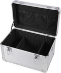 Tool Box Toolbox Versatile Portable Storage Solution Dent Resistant Security Double Key Lock Padded Dividers and Shoulder Strap Multi Use Metal Box Tool Storage(Gris)