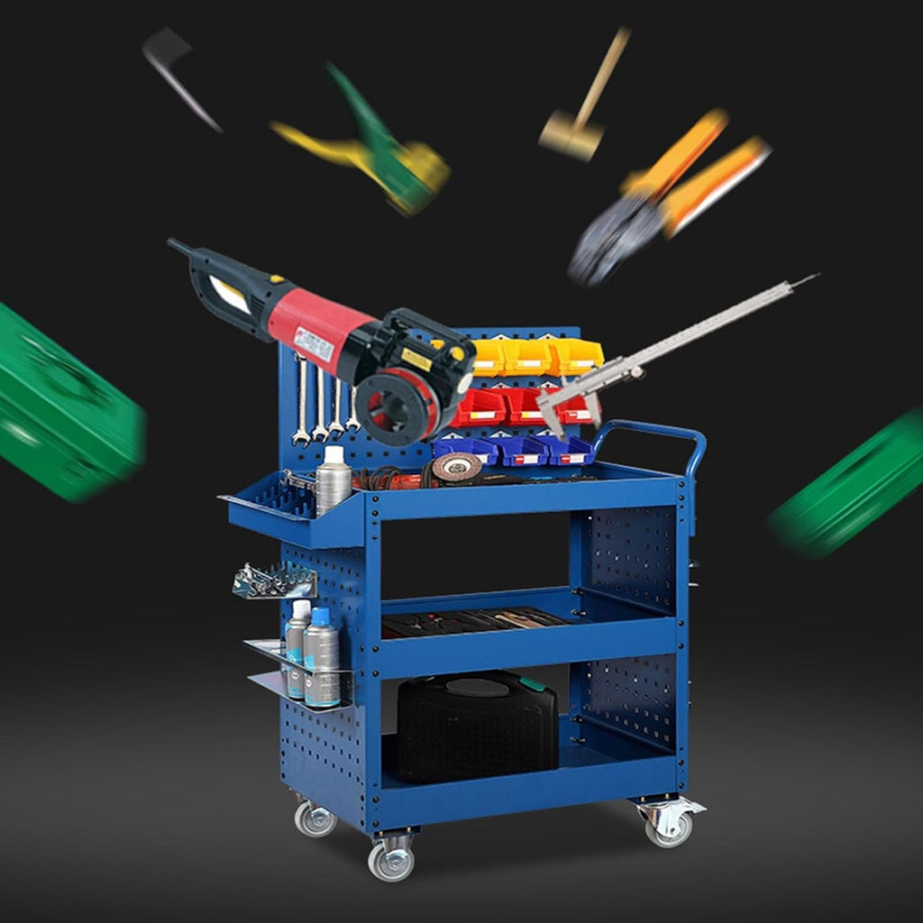 Tool Box Rolling Tool Cart with Drawer, Heavy Duty Storage Organizer Cabinet, Utility Industrial Service Cart with Casters and Locking System Workshop Garage Gift Ideas Tool Storage(Blue)