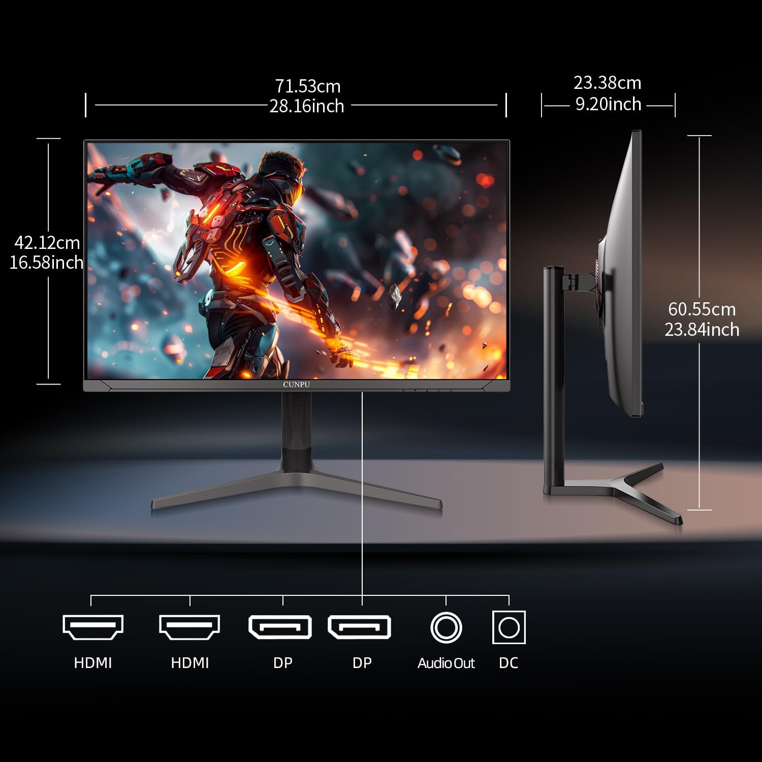 CUNPU 32 Inch 4K 144Hz Gaming Monitor, UHD Fast IPS Panel, 1ms GTG, sRGB 120%, Freesync & G-Sync, DisplayPort, HDMI 2.1, Built-in Dual Speakers, Support PS5 120Hz VRR, VESA, Height/Vertical Adjustment