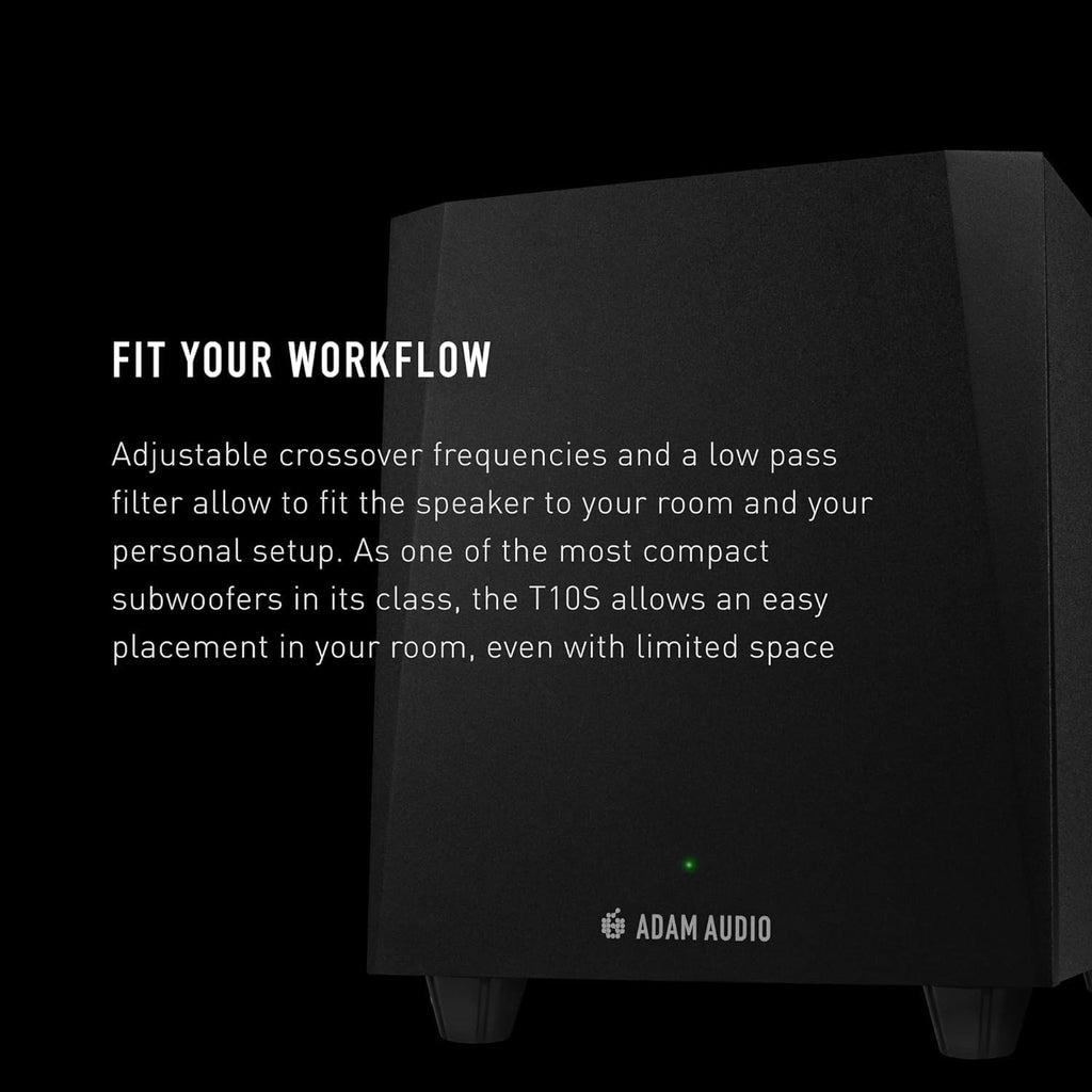 ADAM Audio T10S Studio Subwoofer for recording, mixing and mastering, Studio Quality Sound (Single)