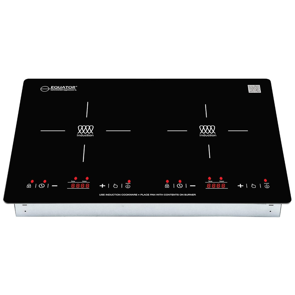 20 in. Horizontal 2 elements Dual Induction Cooktop ceramic glass surface 9 Power Built in/Freestanding 110V Black