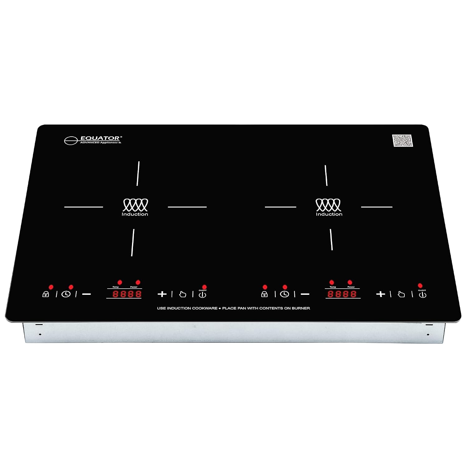 20 in. Horizontal 2 elements Dual Induction Cooktop ceramic glass surface 9 Power Built in/Freestanding 110V Black