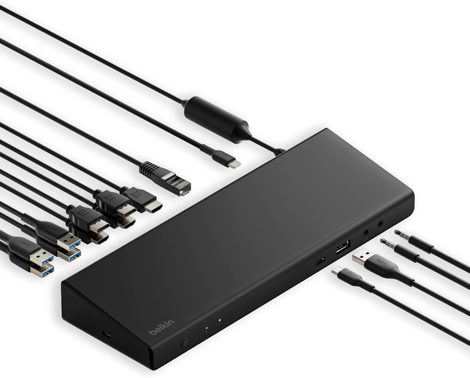 Belkin 15-in-1 Universal Triple Display DisplayLink Docking Station Hub w/ 3 HDMI Ports, 2 DisplayPorts for Triple 4K Display w/ 85W PD, 3.5mm Mic/Speaker, 1 USB-C, & 5 USB-A Ports, Black