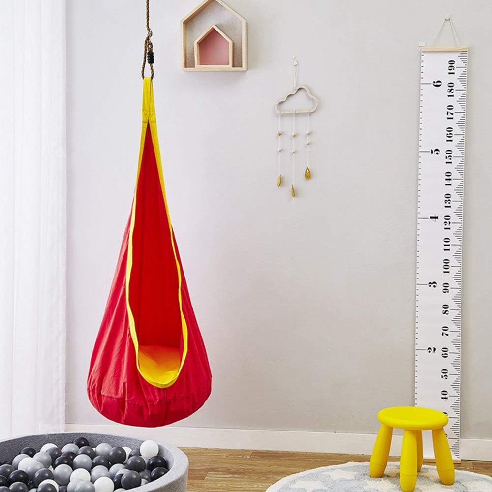 Indoor Baby Swing, Kids Swing Hammock Pod Chair, Outdoor and Indoor use Inflatable Hammock Chair Sensory Seat,red