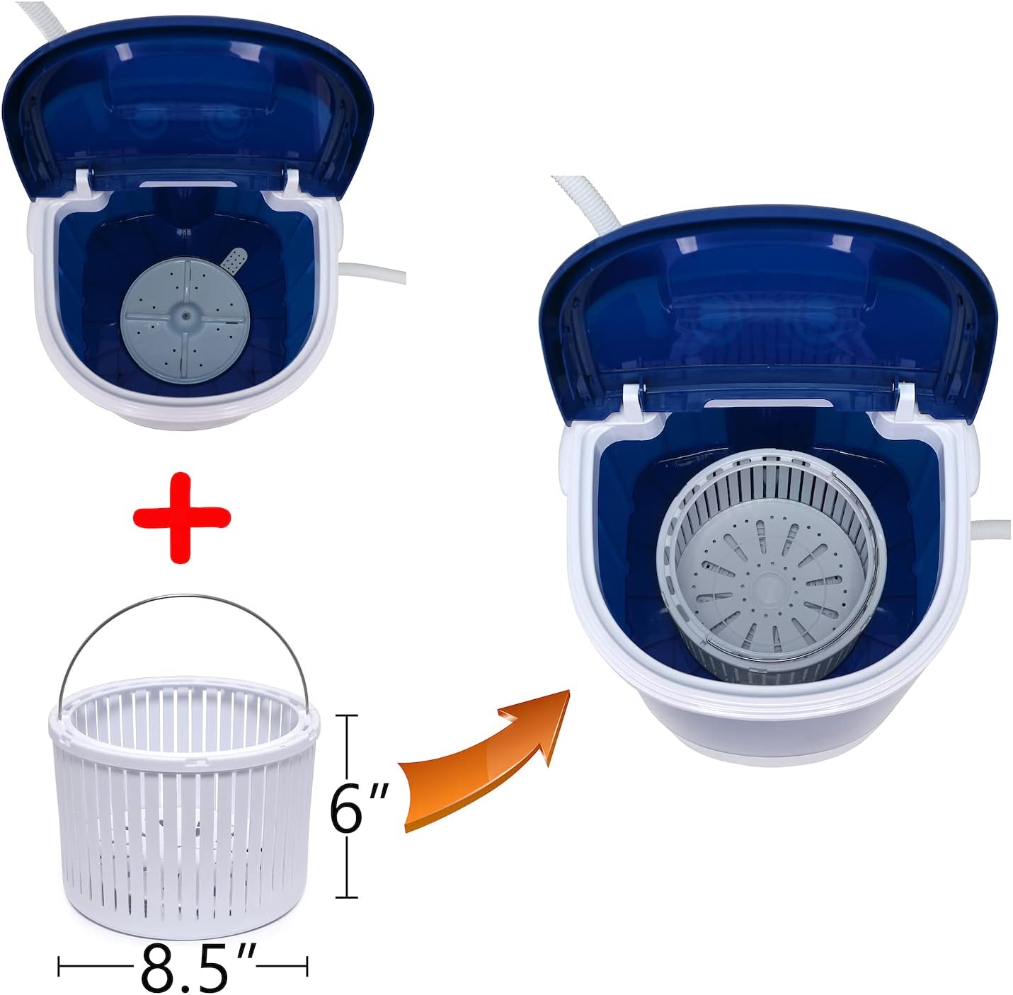 HTTMT- 7LB Capacity Portable Mini Washing Machine w/Spinner Timer Control Compact Clothes Laundry Washing Machine For Apartment Traveling RV Water Saving Kids [P/N: ET-HOME007-BLUE]