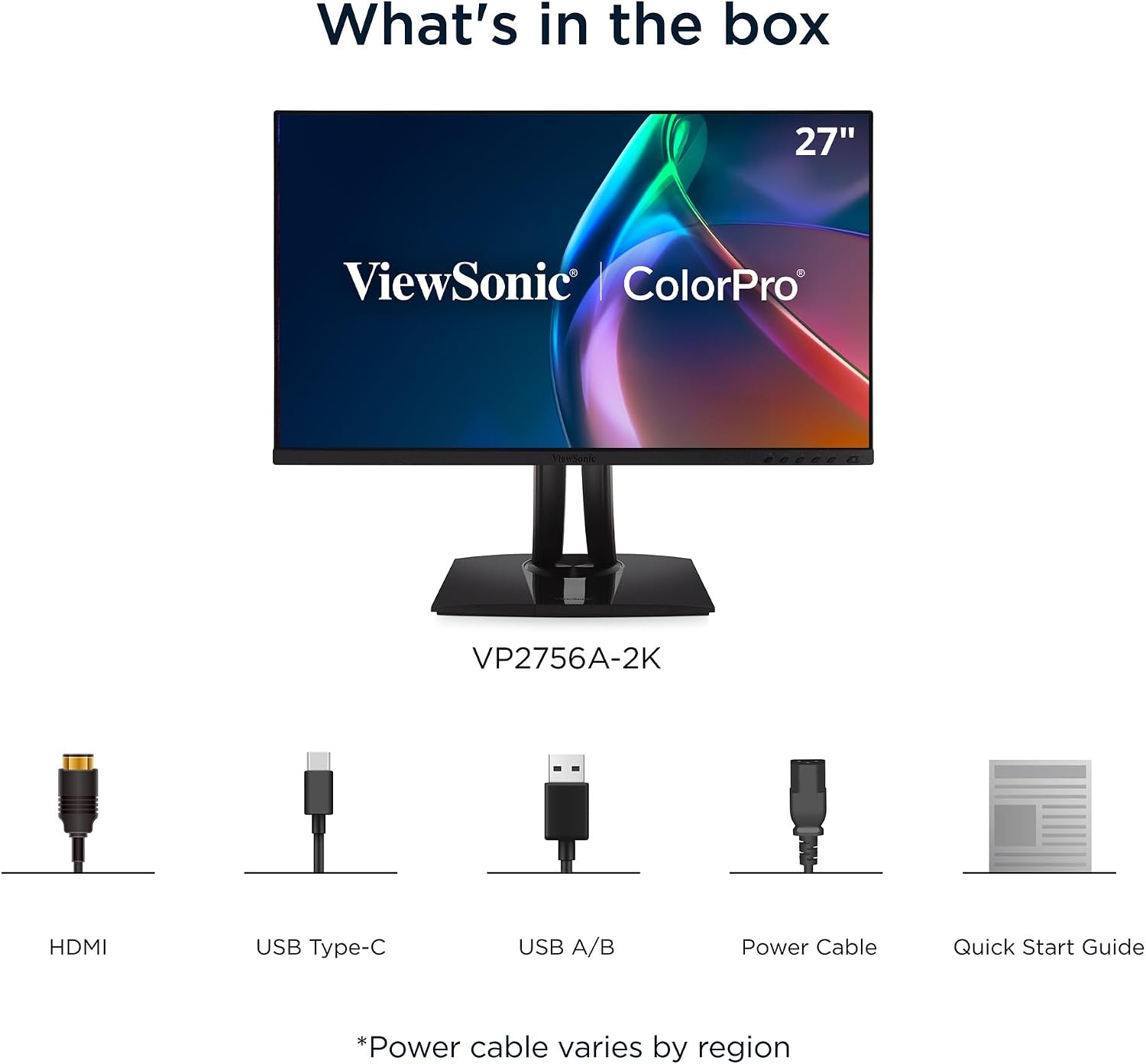 ViewSonic VP2756A-2K 27 Inch 1440p ColorPro Monitor, IPS Display with 100% sRGB and Pantone Validated for Professional Photo Editing, Advanced Ergonomics, 90W USB-C, HDMI, and DisplayPort Inputs
