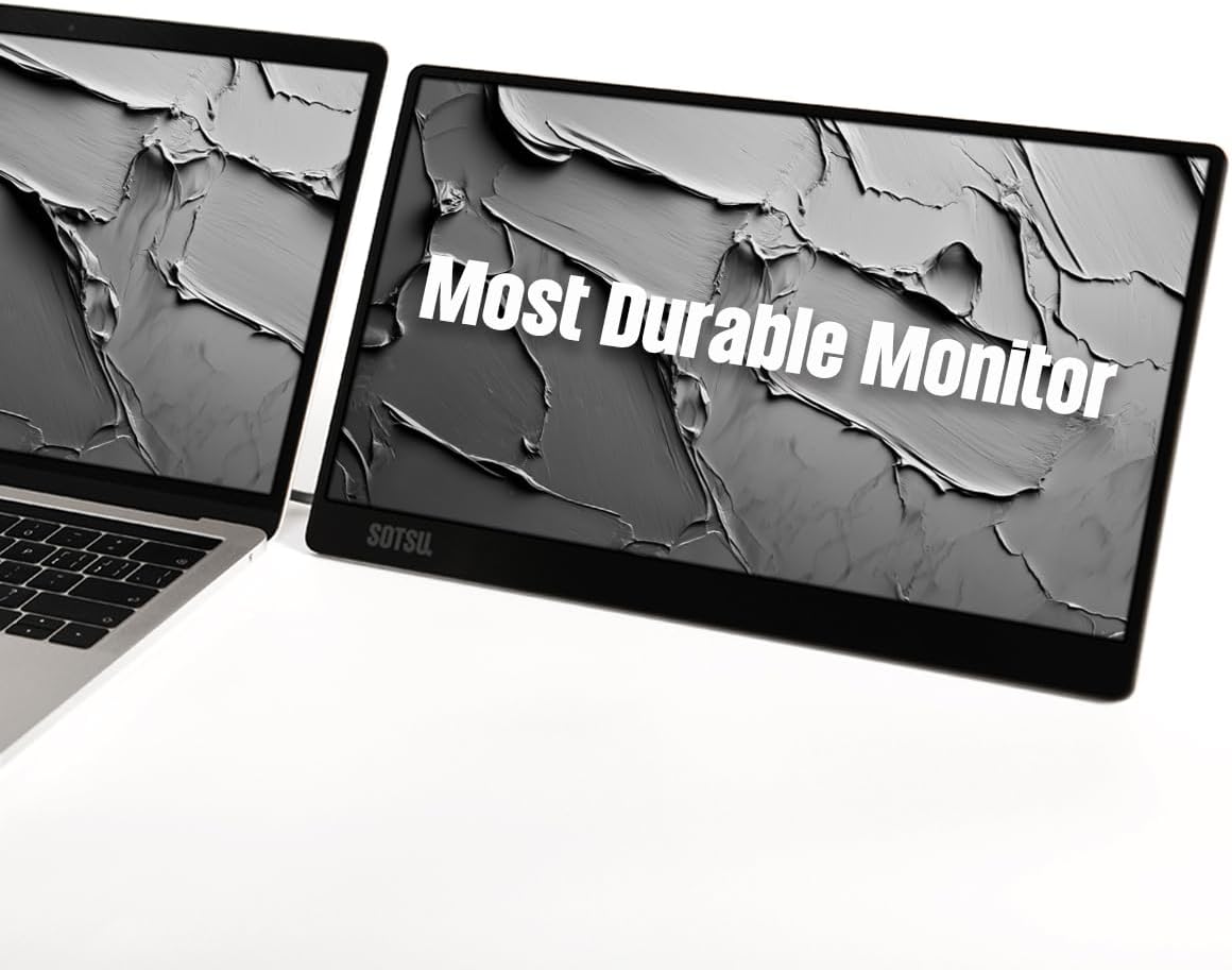 SOTSU FlipAction Go 14' Premium Portable Monitor | Full HD 1080p | 400 Nits | 100% sRGB | Robust yet Lightweight | Pivoting Landscape & Portrait Display | Tempered Glass Cover | USB-C & Mini HDMI | 5W
