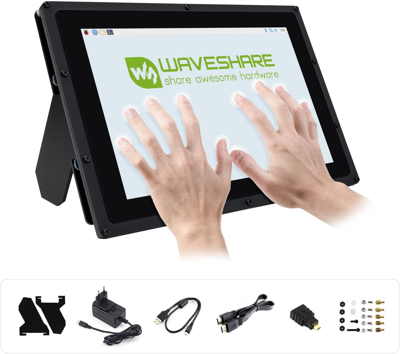 Waveshare 10.1 inch Capacitive Touch Screen LCD IPS Screen 1280x800 Hardware Resolution Supports Multi Mini-PCs and Multi Systems