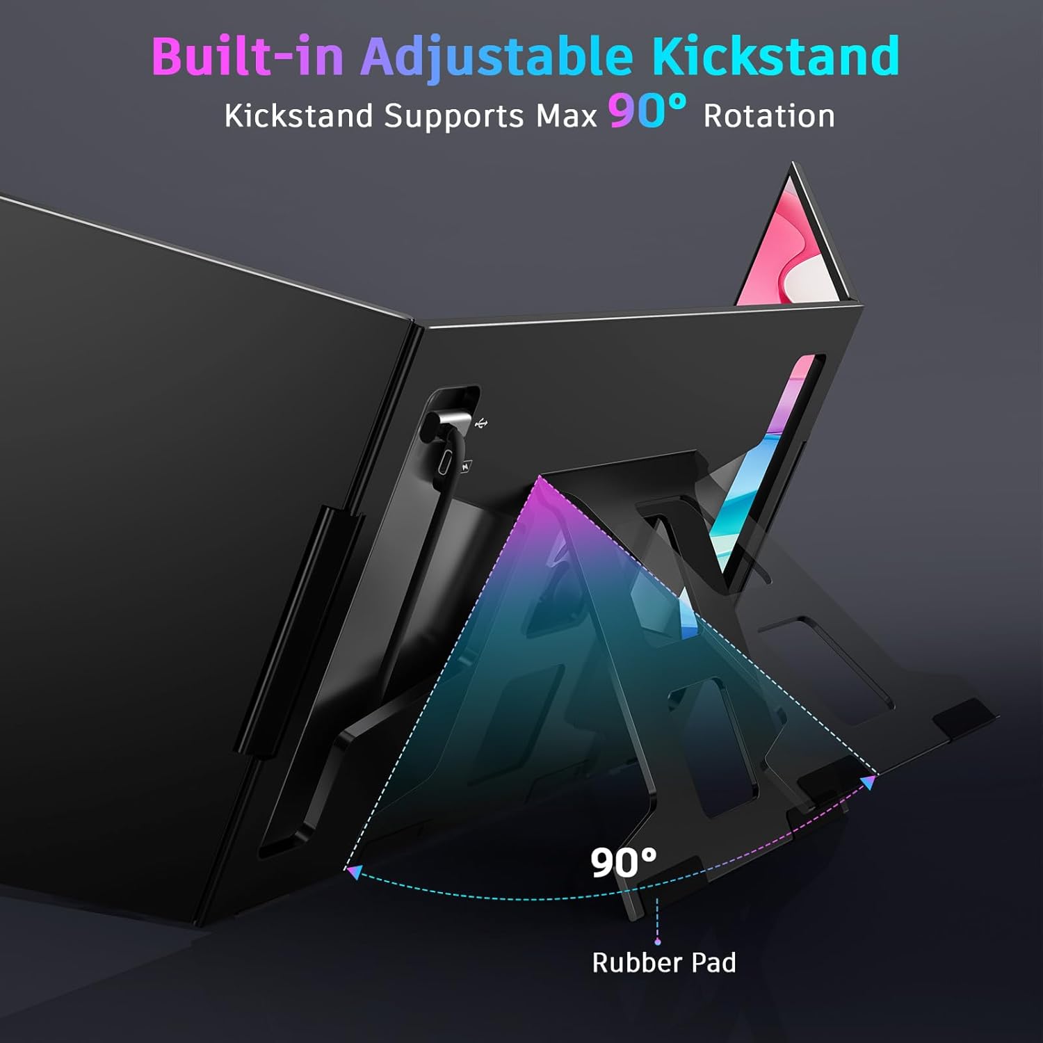 QQH Laptop Screen Extender, 15.6' Triple Portable Monitor with Ultra-Slim FHD IPS Display, One Cable USB-C Monitor Extender Compatible with MacOS, Windows, Android for 12-16' Laptop (Driver Need)