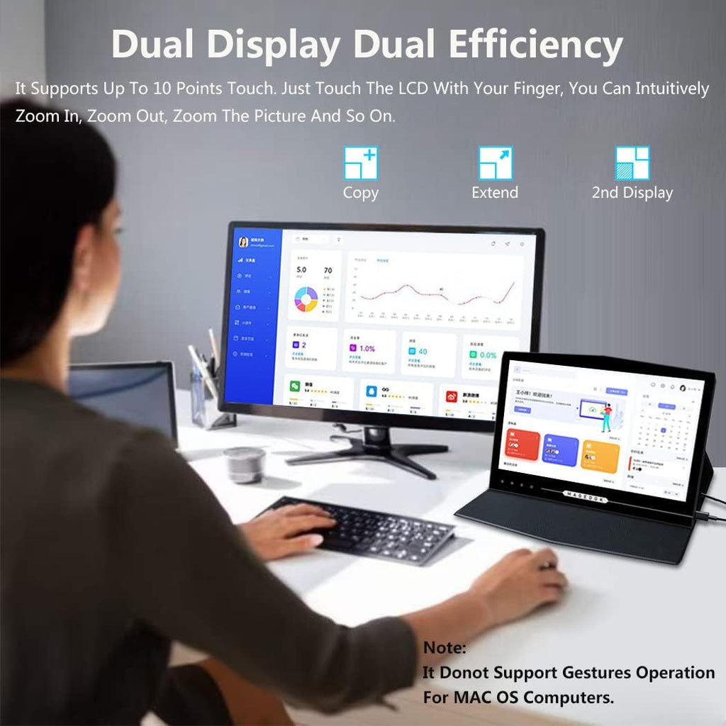 OLED Portable Touchscreen Monitor, 13.3' 2K 1MS Portable Gaming Monitor 100% DCI-P3 Ultra-Thin Computer External Display, External Second Screen USB C/HDMI with Smart Cover