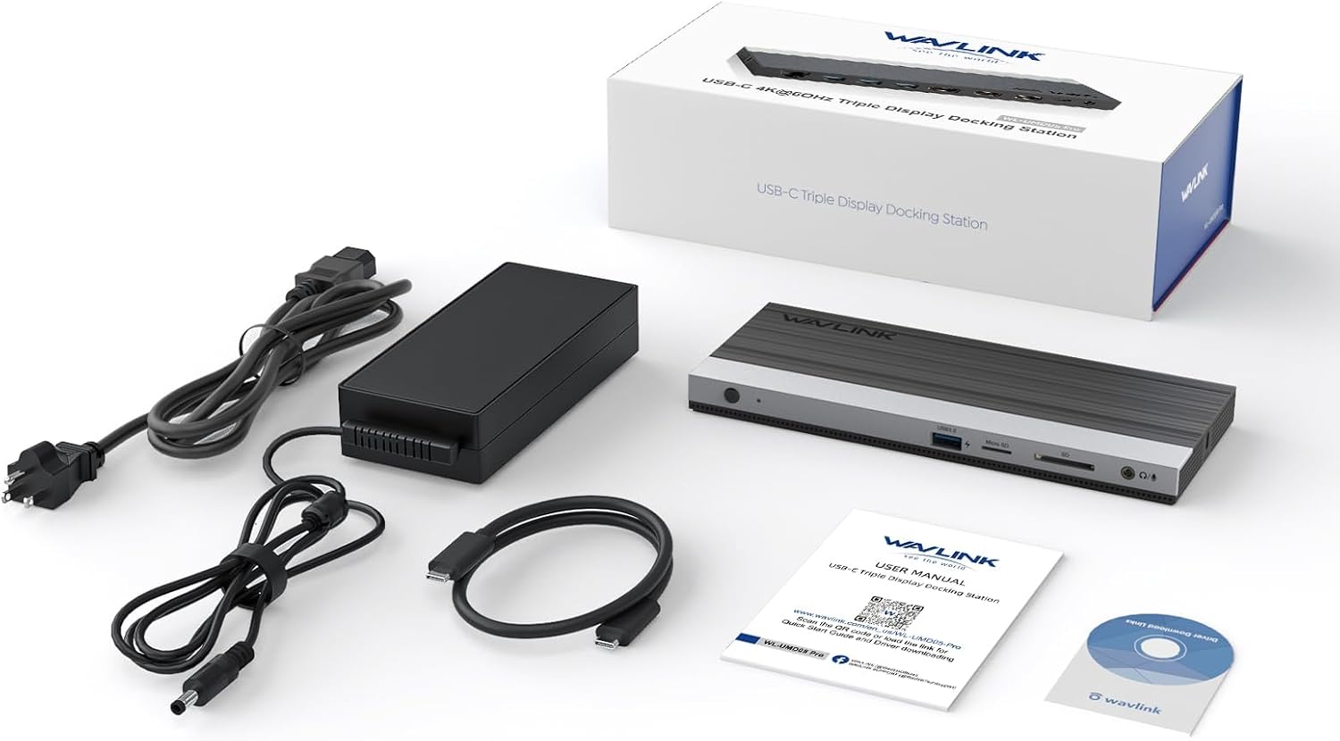 WAVLINK USB C Docking Station 3 Monitor with 100W PD, USB-C Laptop Dock Triple Display for Dell Hp Lenovo Windows, Type C Adapter Hub - Dual HDMI, DisplayPort, Ethernet, 4 USB3.0, SD/TF Slot, Audio