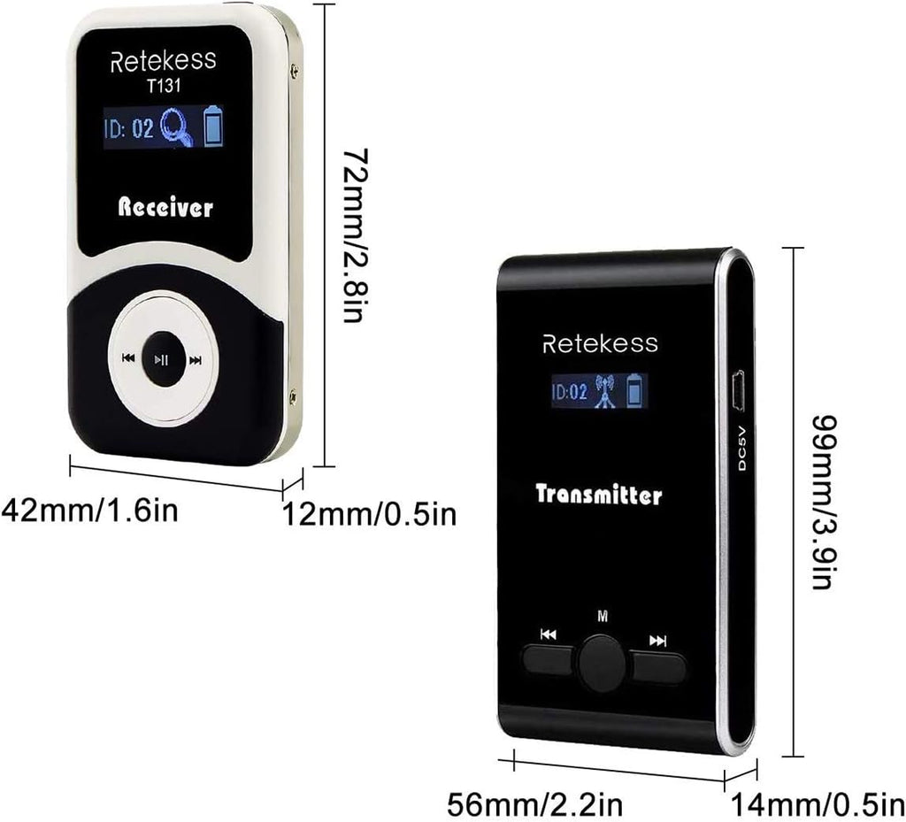 Retekess T130 Church Translation Device, Tour Guide System Rechargeable, Simple Basic, Clear Sound Quality, Whisper Devices for Church, Factory, School (1 Transmitter 5 Receivers)