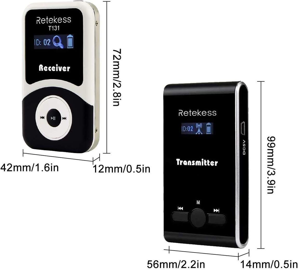 Retekess T130 Church Translation Device, Tour Guide System Rechargeable, Simple Basic, Clear Sound Quality, Whisper Devices for Church, Factory, School (1 Transmitter 5 Receivers)