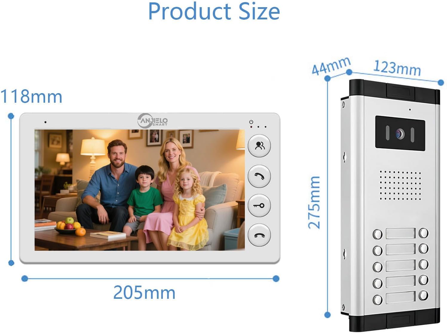 Wired Video Apartment Intercom System,2/3/4/5/6/8/10/12 Units Family 7 inch Monitor Video Door Phone Kit,Indoor Outdoor Video Doorbell,2 Way Audio for Home (1 Doorbell + 10 Monitor)