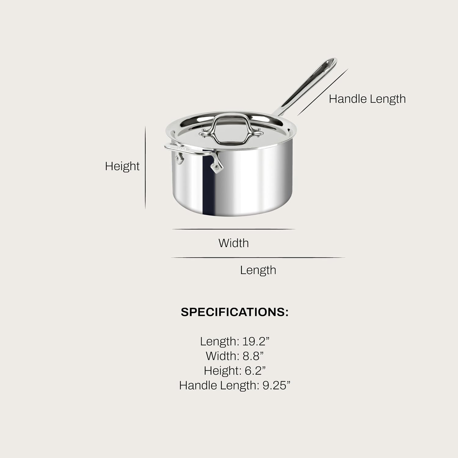 All-Clad D3 Stainless Steel 4 Quart Sauce Pan Covered- Made in the USA- The Original Bonded Professional Cookware- Oven Safe & Induction Compatible