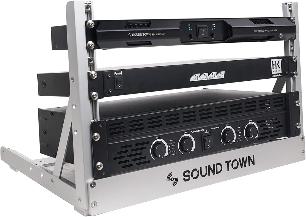 Sound Town 6U Aluminum 2-Post Desktop Open-Frame Rack, Angle Adjustable, for Audio/Video, Network Switches, Routers, Patch Panels (2PF-6A)