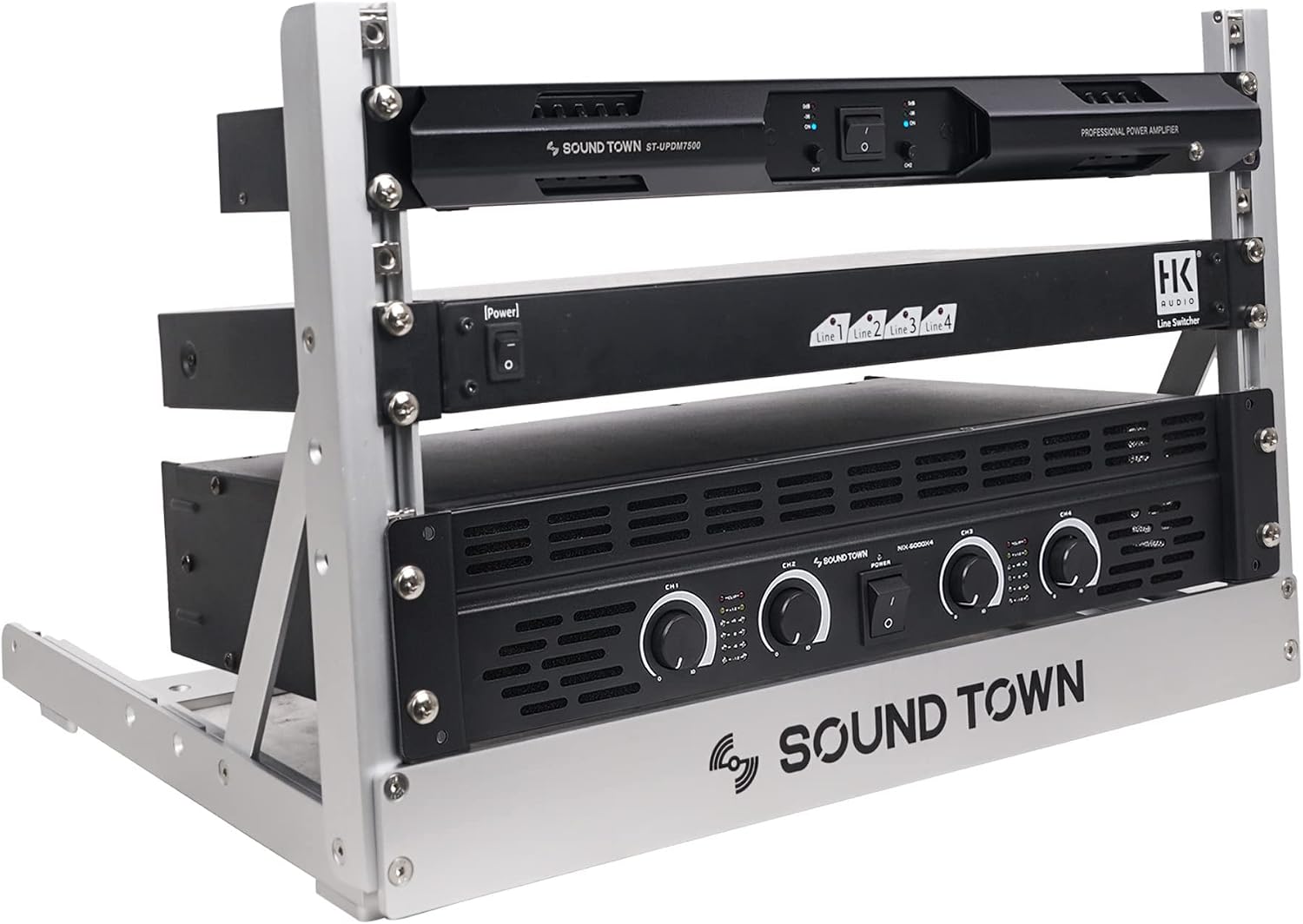 Sound Town 6U Aluminum 2-Post Desktop Open-Frame Rack, Angle Adjustable, for Audio/Video, Network Switches, Routers, Patch Panels (2PF-6A)