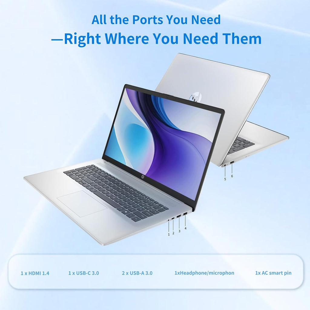 HP Flagship 17 Laptop Business Computer - AMD Ryzen 5 7430U, 17.3 FHD IPS Display, AMD Radeon Graphics, Wi-Fi6, Fast Charge, 16GB RAM, 512GB SSD