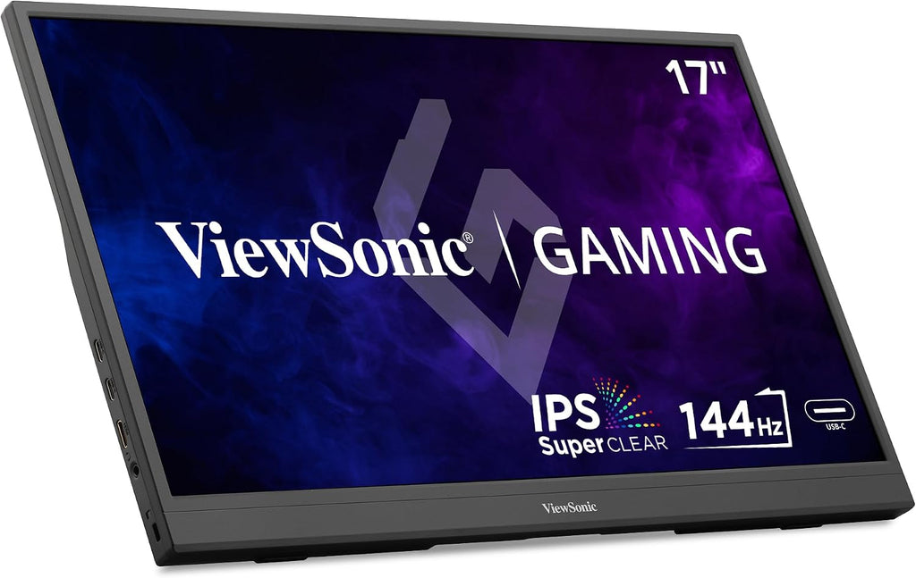 ViewSonic VX1754 17 Inch 1080p IPS Portable Gaming Monitor with 144Hz, AMD FreeSync,2 Way Powered 60W USB C, Mini HDMI, and Built-in Stand with Protective Cover (Renewed)