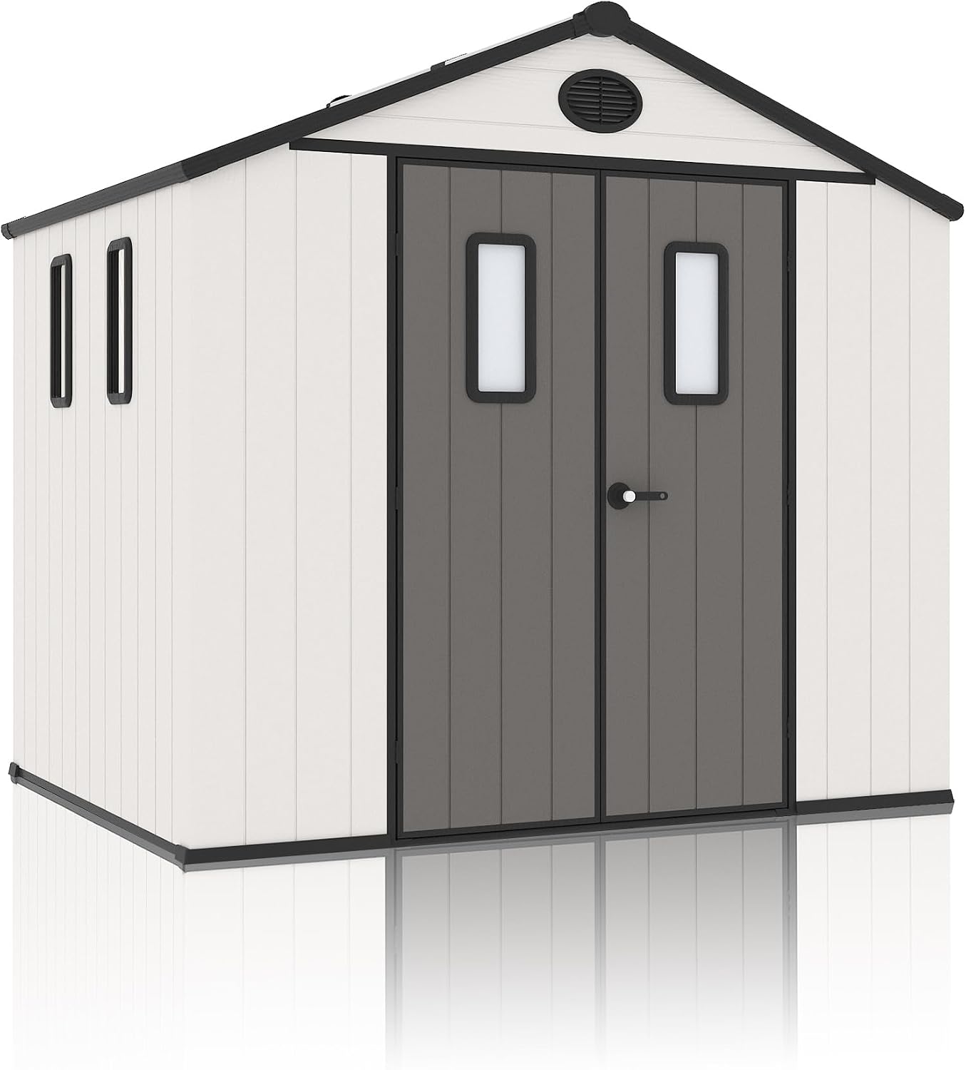 ‌Yokayoay 6x8 FT Resin Storage Shed, Featuring 0.6' Thick Panels, Weatherproof Outdoor Tool Shed with Floor for Garden, Lawn, Backyard