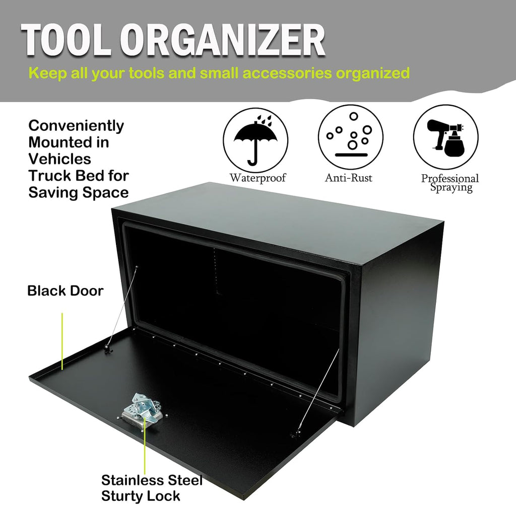 36 inch Underbody Truck Tool Box with T-Handle Lock, Heavy Duty Truck ToolBox Truck Storage Organizer For Storage Smooth Surface Waterproof, 36'x 18'x 18' inch