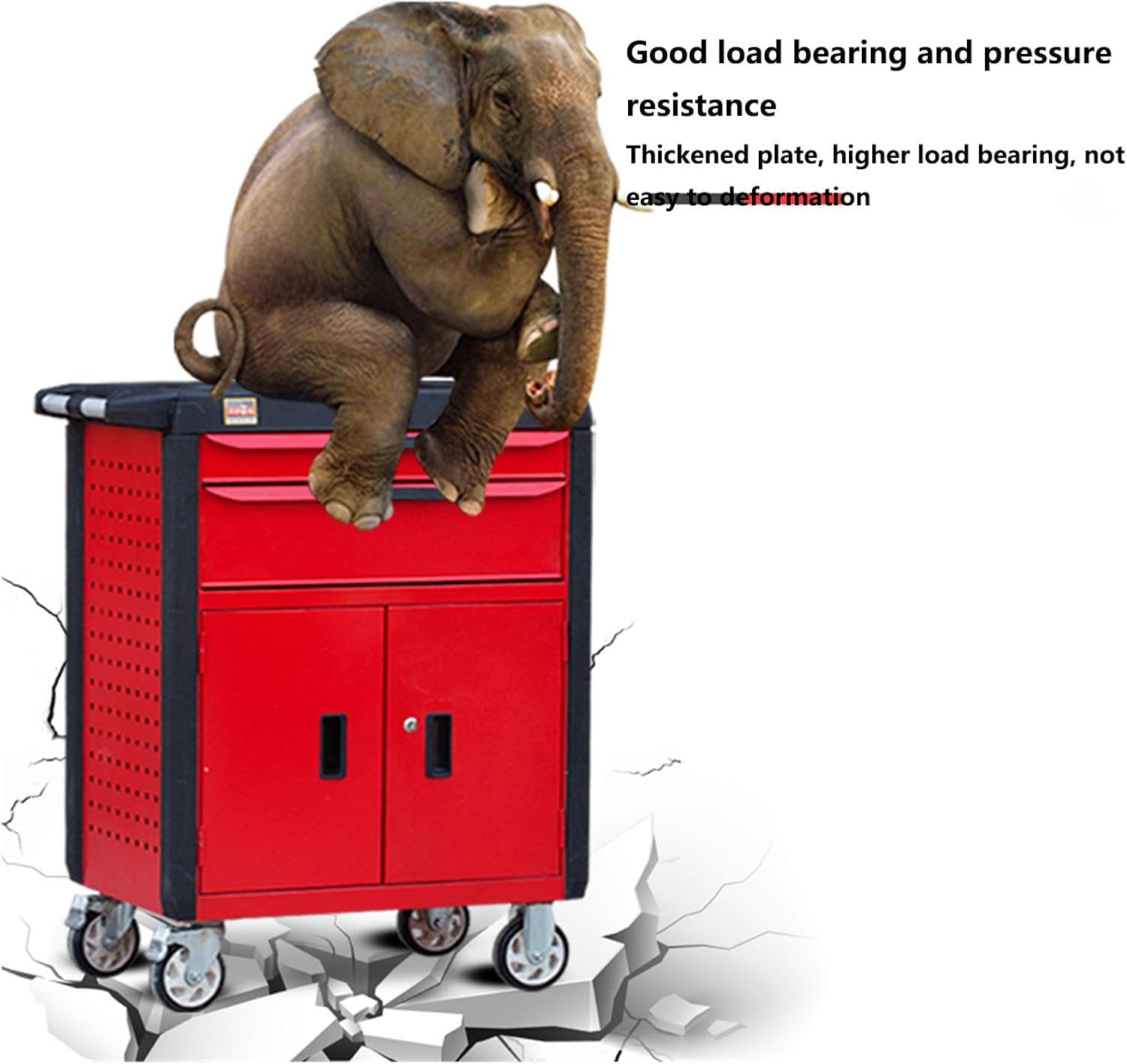 Multifunctional 3-Drawer Rolling Tool Chest with Wheels, Portable Steel Tool Cabinets with Drawers and Locking System for Warehouse, Garage for Garage(Red)