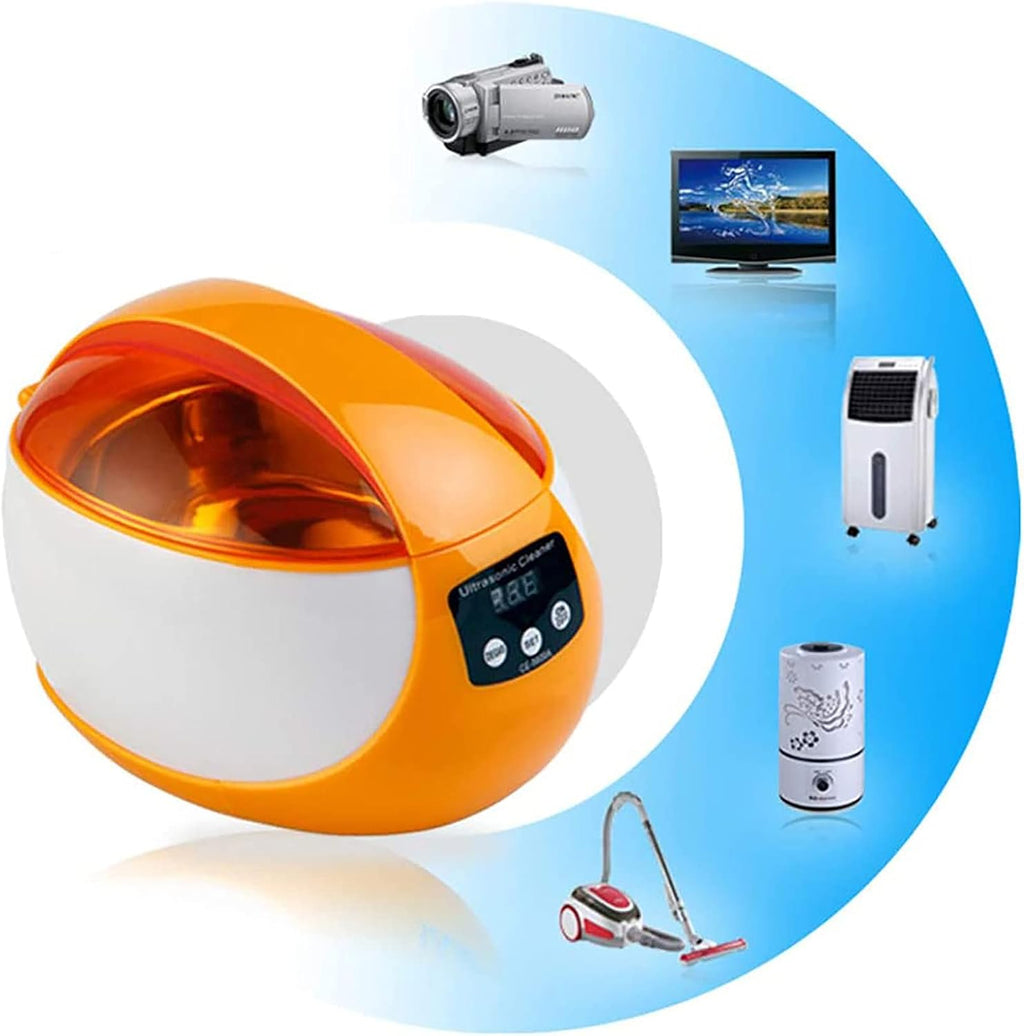 Gaone Digital Ultrasonic Jewelry Cleaning Device Small Household Multifunction Cleaner Stainless Steel Ultrasonic Bathroom Washing Machine Cleaning Tools,Orange