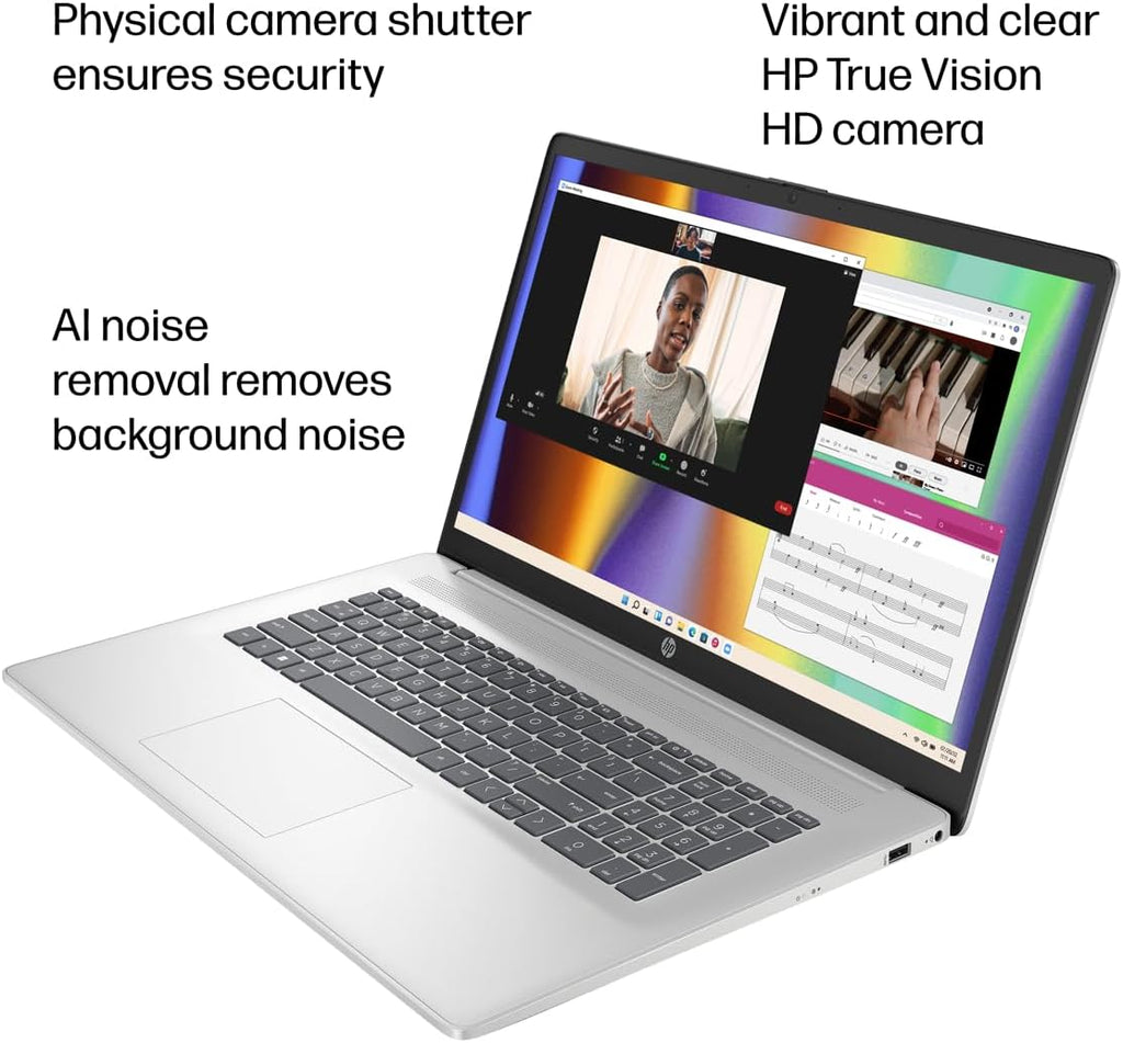 HP 17 Touchscreen Laptop (17.3' HD+, 16GB RAM, 512GB SSD, AMD Ryzen 5 7430U (> Intel i5-1334U)), Business & Student, Webcam, Long Battery Life, Fast Charge, Numeric Pad, Win 11 Home w/ Copilot, Silver