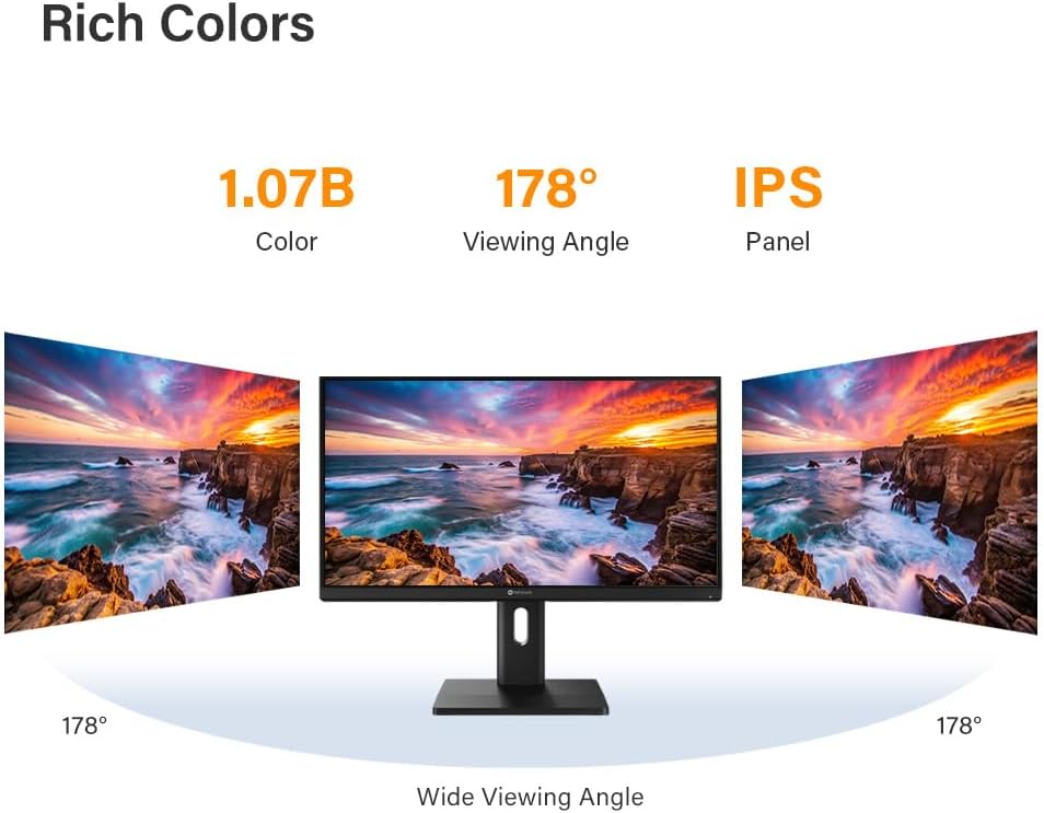 AG Neovo EM2451 24 Inch 4K Monitor, 3840 x 2160 UHD, IPS, 100% sRGB, 93% DCI-P3, Height Adjustable, Pivot, USB-C with 65W Power Delivery, Dual HDMI 2.1, DisplayPort 1.4