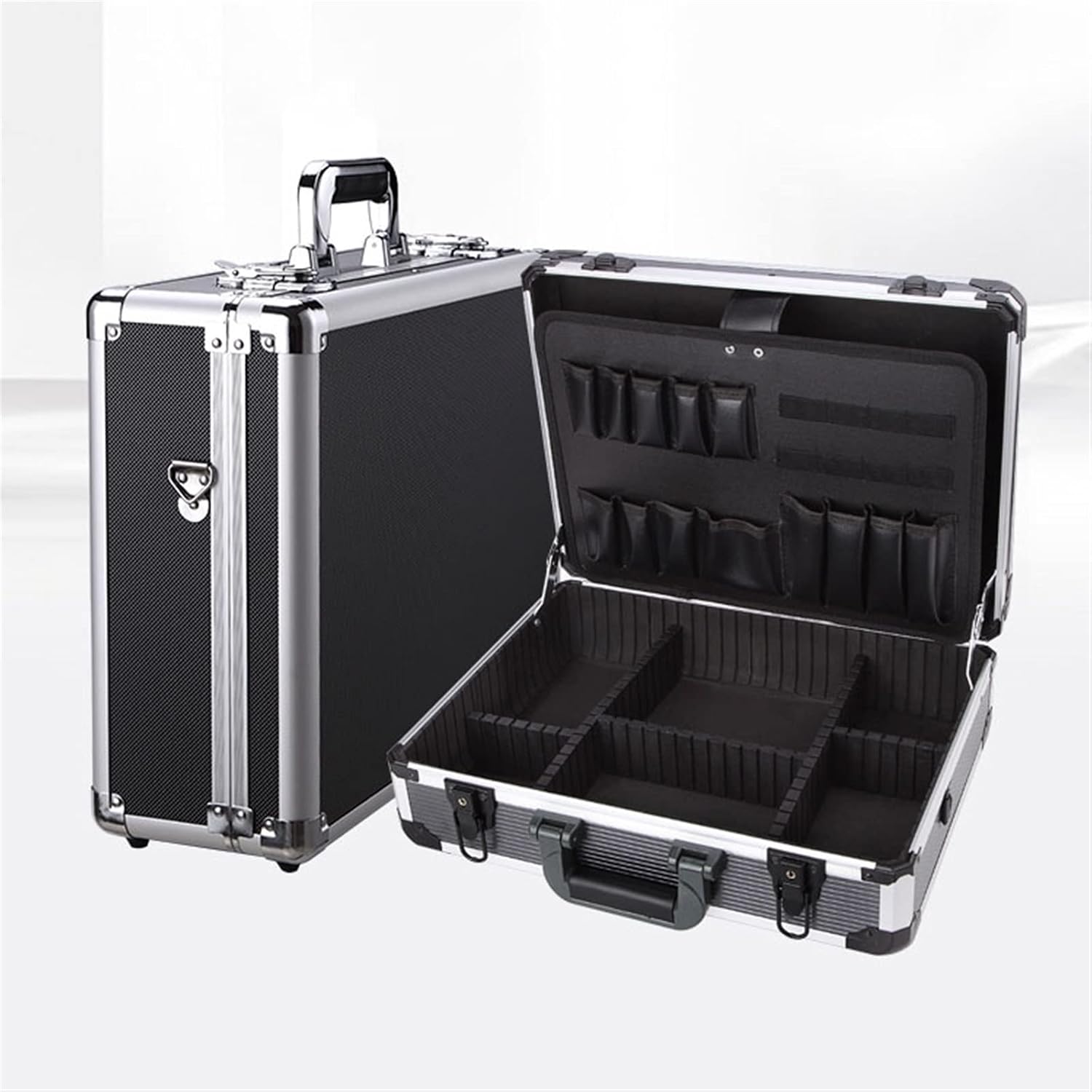 Portable Tool Box Tool Box Portable Storage Tool Box Aluminum Tool Storage Box Safe with Removable Compartment, Black Small Parts Box (Color : Brass)