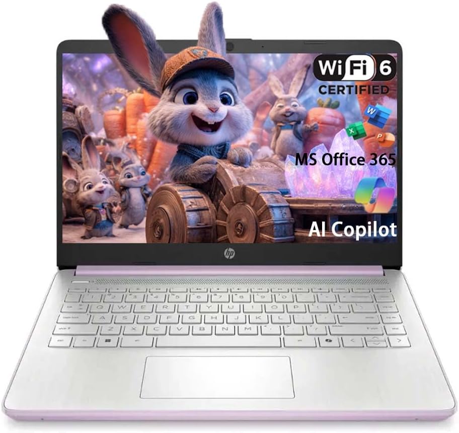 HP Stream 14 Student Business Laptop, Microsoft Office 365, Copilot AI, Intel N150 Processor(Quad-core), 8GB RAM, 128GB UFS, Honey Lavender, Windows 11 Home, with 5ave Kit
