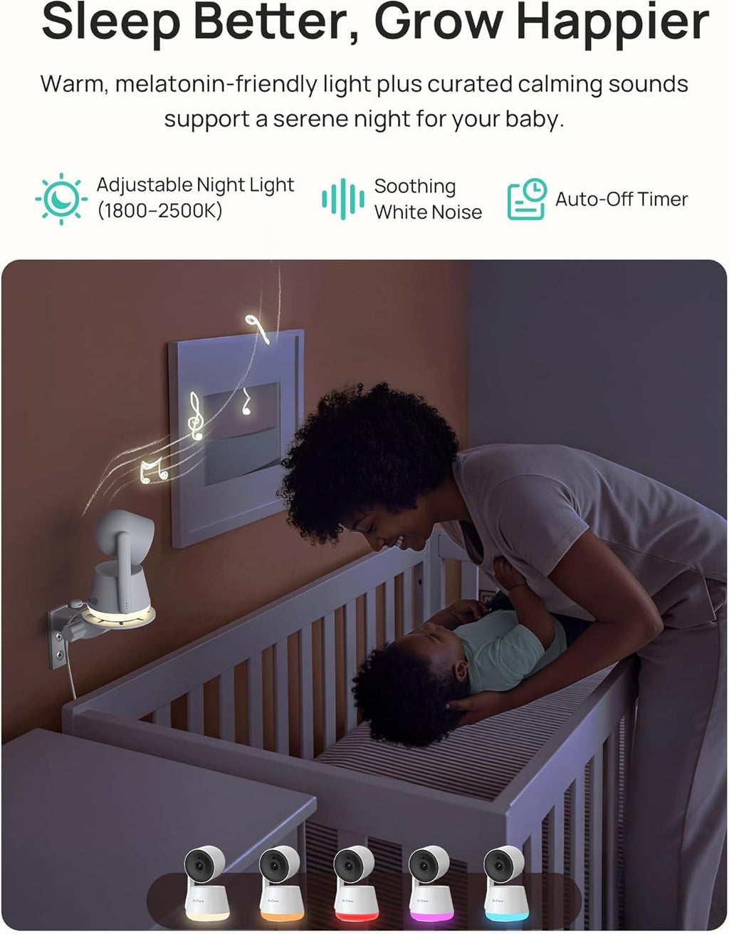Dr.Care LumiView Plus Smart WiFi Baby Monitor with 2 Cameras - 5.5' 1080P Split Screen & 2K Camera, Privacy Mode, Cry & Motion Alerts, 5000mAh Removable Battery, RGB Night Light, HD Night Vision