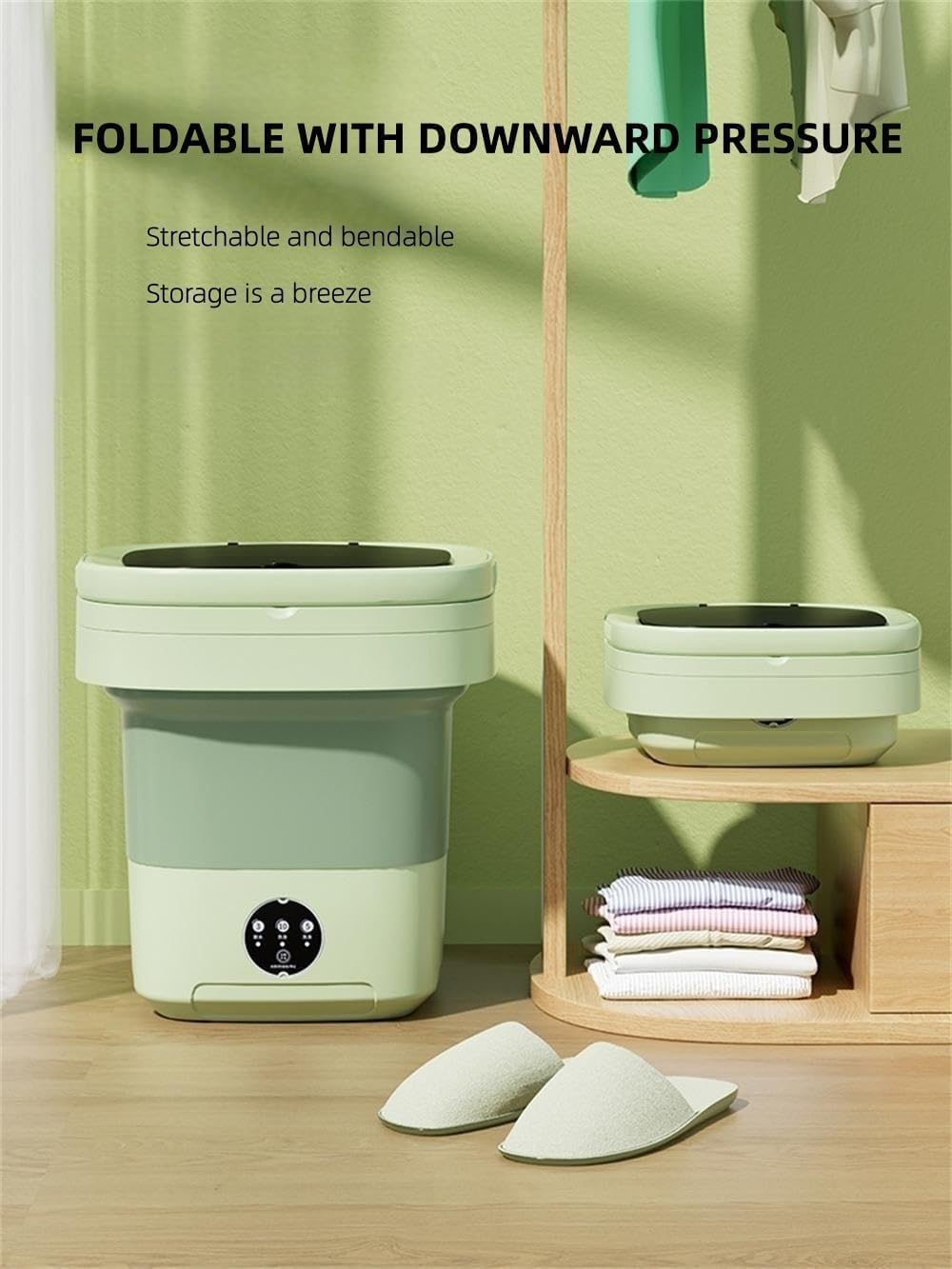 Portable Washing Machine, Mini Washer,15L Upgraded Large Capacity Foldable Washer.Deep Cleaning of Underwear, Baby Clothes and Other Small Clothes.Suitable for Apartments, Dormitories, Hotels.(Green)