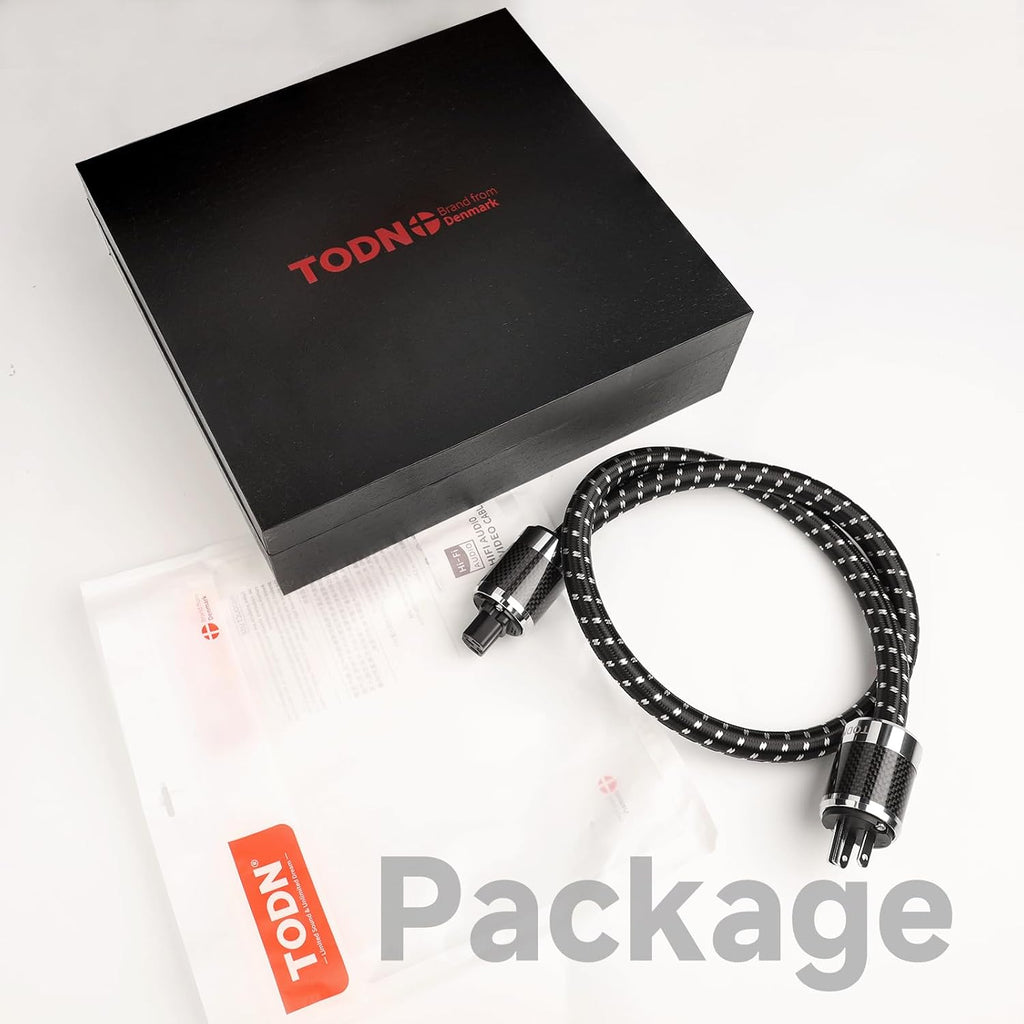 TODN HiFi Audio Power Cable for Audiophile with Silver-Plated OFC, Platinum-Plated 3 Prong Power Cord Plug/IEC C15, Φ17.5mm, 9.8ft/3m
