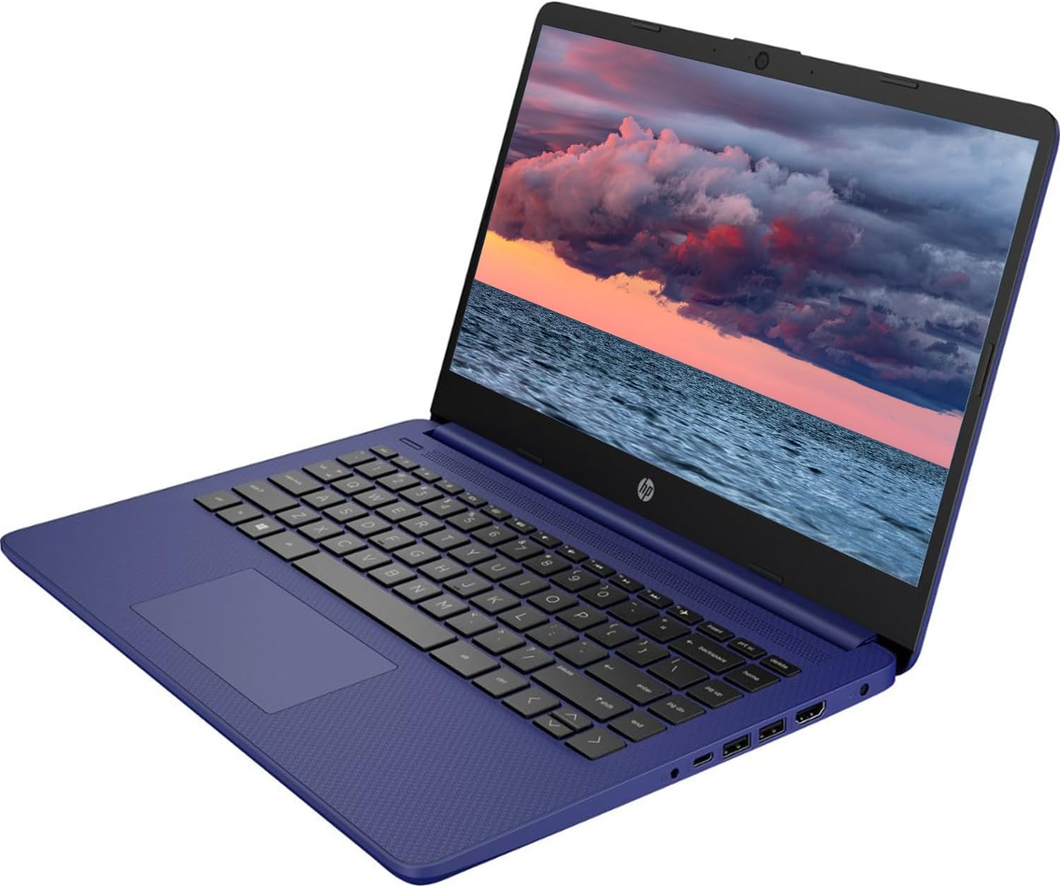 HP Portable Laptop, Student and Business, 14' HD Display, Intel Quad-Core N4120, 16GB DDR4 RAM, 64GB eMMC, 1 Year Office 365, Webcam, SD Card Reader, HDMI, Wi-Fi, Windows 11 Home, Blue, KKE Mousepad