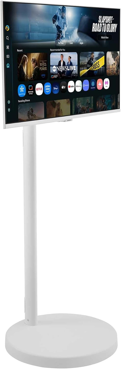 Samsung The Movingstyle Essential 32' 4K UHD Smart Monitor with Adjustable Rolling Stand, Smart TV Apps, Built-in Speakers, White Design, Gaming Hub, AI Picture Optimizer, SmartThings, F-LS32FM70-MSR