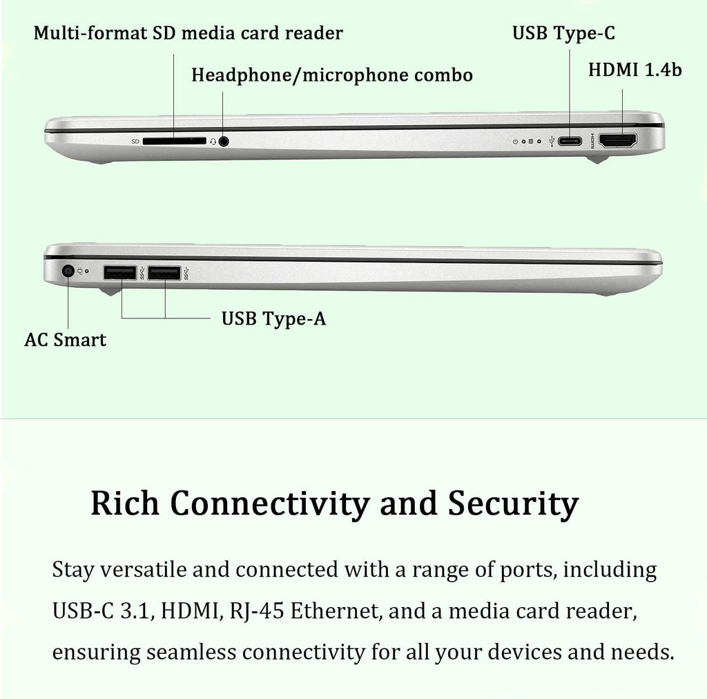 HP Laptop | 15.6' HD | Intel Processor | 32GB DDR4 RAM | 1TB SSD | Intel UHD Graphics | 720p HD Camera | WiFi & Bluetooth | Windows 11 Pro | School & Business | Productivity & Learning